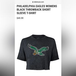 Majestic Threads Philadelphia Eagles Throwback Logo Black Short Sleeved Crop Tee